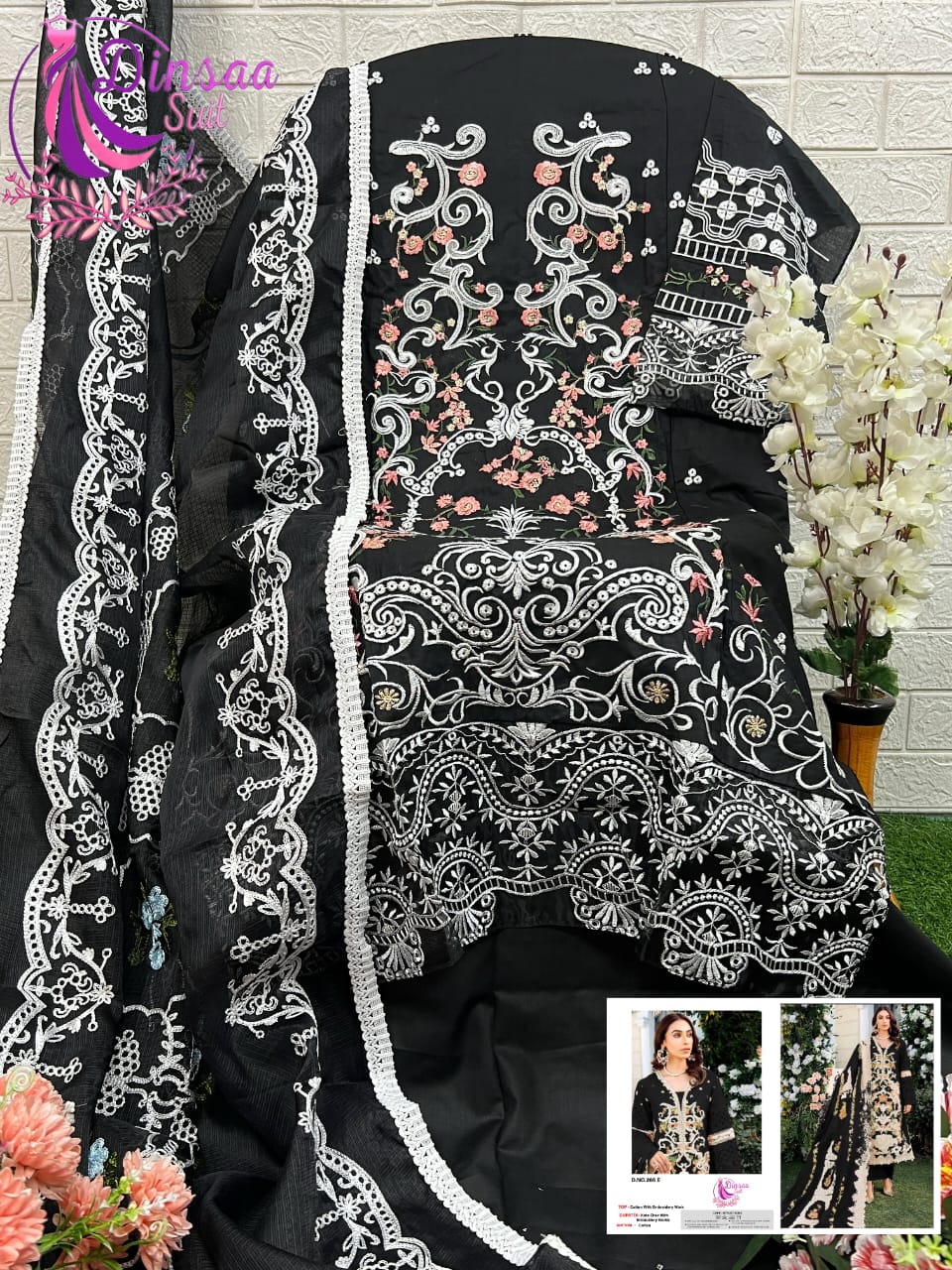 265 A To E Dinsaa Suits Embroidery Cotton Pakistani Suits Wholesale Shop In Surat